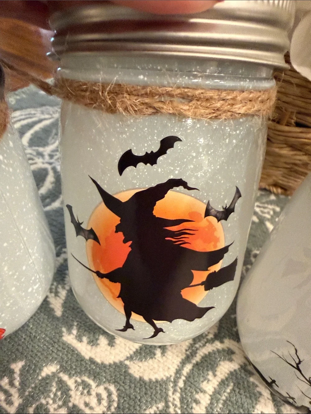 RESERVED 💜Halloween Mason Jar String Light Set - 3 jars